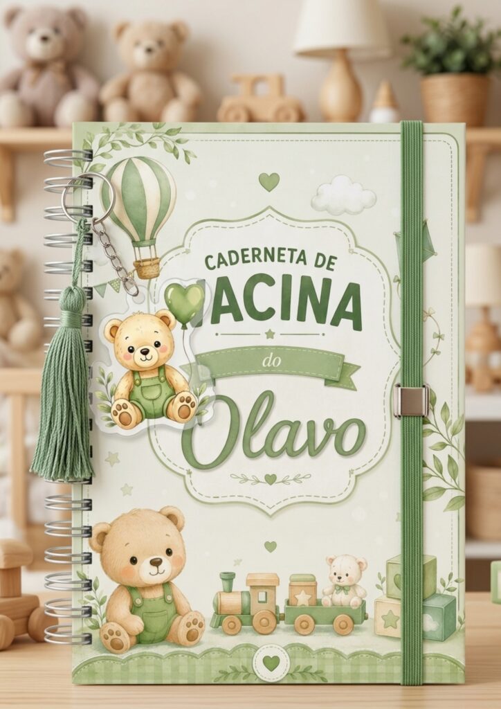 Caderneta Ursinho Verde 💚🧸