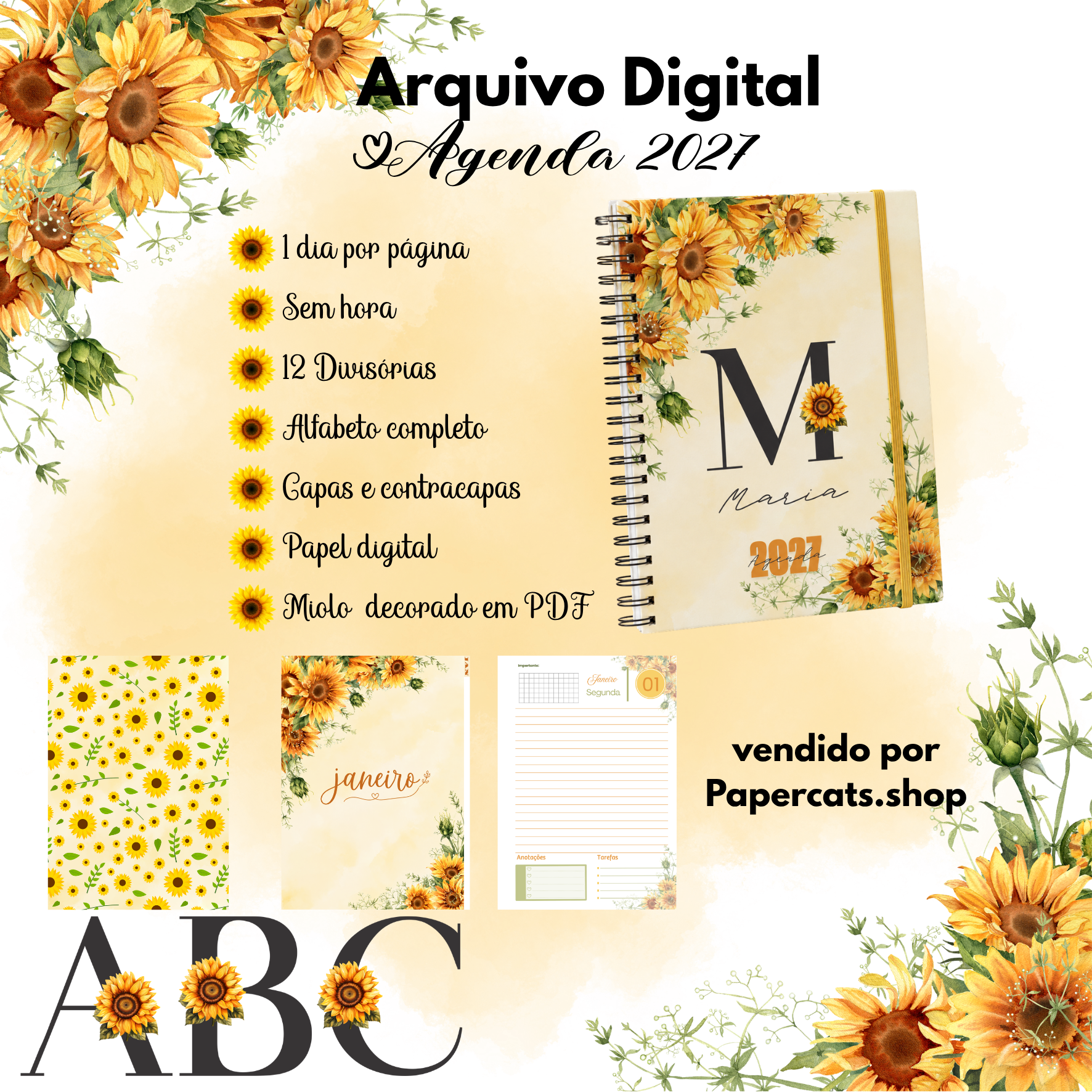 AGENDA GIRASSOL ALFABETO 2027 - Imagem 2